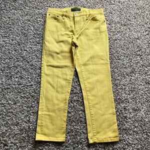 LRL Lauren Jeans Co Ralph Lauren Classic Straight Cropped Jean Sz 6 Yellow Denim